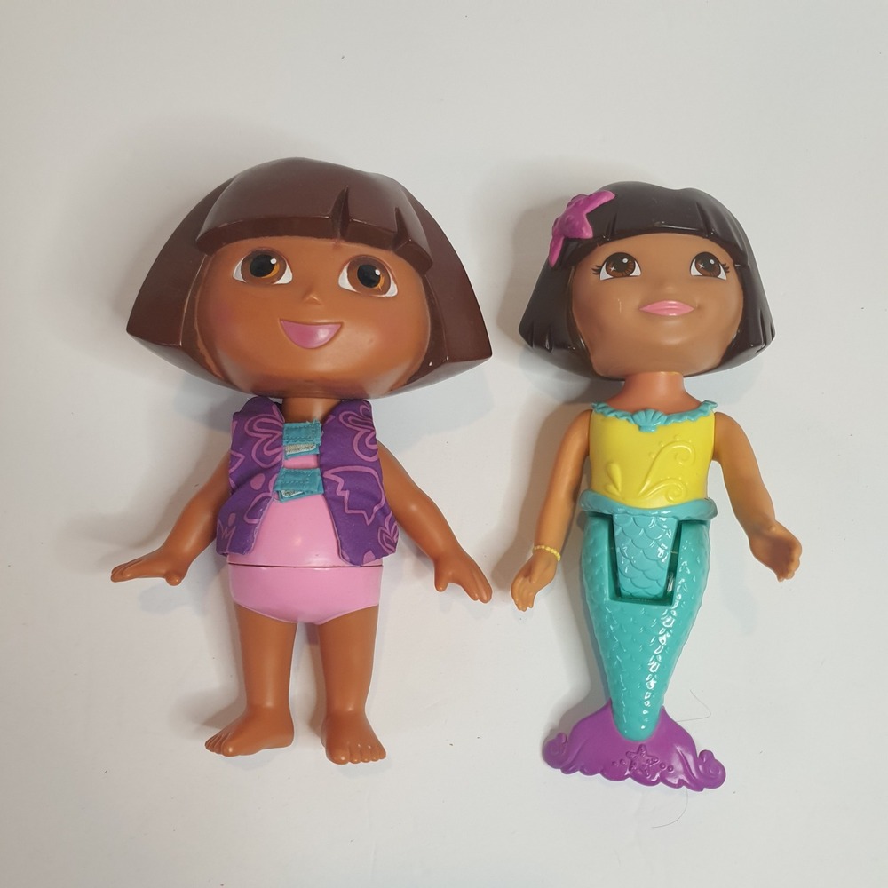 Mattel Dora‎ the Explorer Doll Lot 2 Mermaid & Swimsuit Figures 6' Viacom